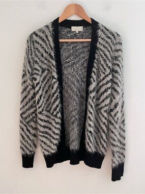 LOLA'S Shaggy Cardigan Size Small Open Front Wool Blend Made in Italy